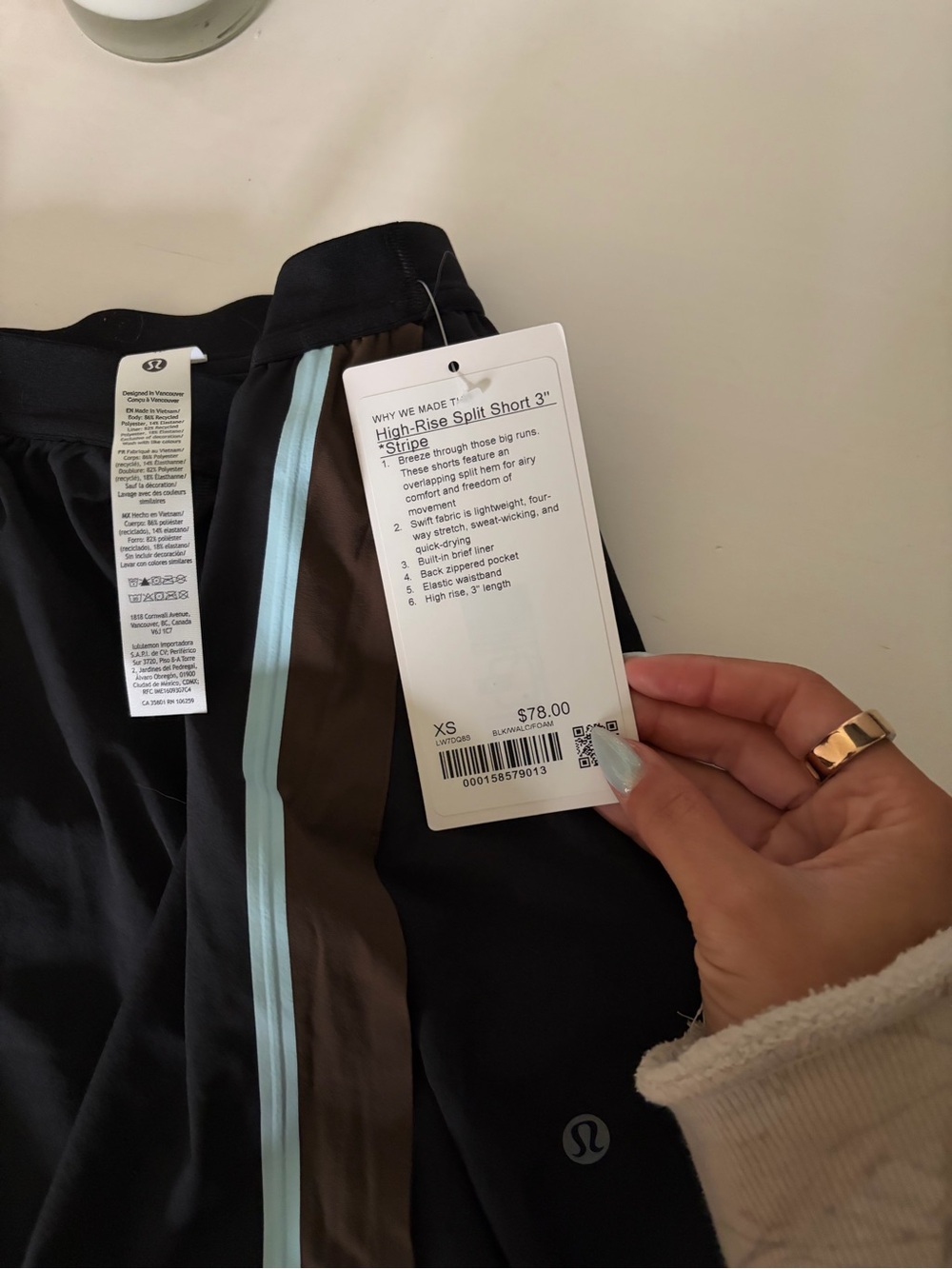 NWT High-Rise Split Short 3" Stripe - Picture 4 of 7